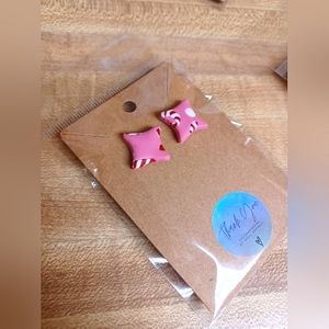 Pink Candy Cane Christmas earrings